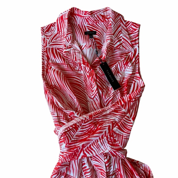 NEW Talbots Red and White Palm Print Sleeveless Dress Size 10 - Picture 4 of 10